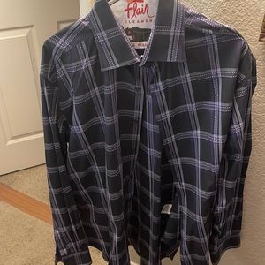 Bugatchi long sleeve button down black and purple